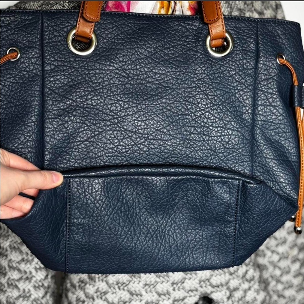 Navy Blue Faux Leather Nine West Hobo Bag - Picture 5 of 9